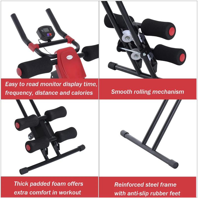 Soozier Ab Crunch Trainer Core Workout Exercise Adjustable Foldable Black