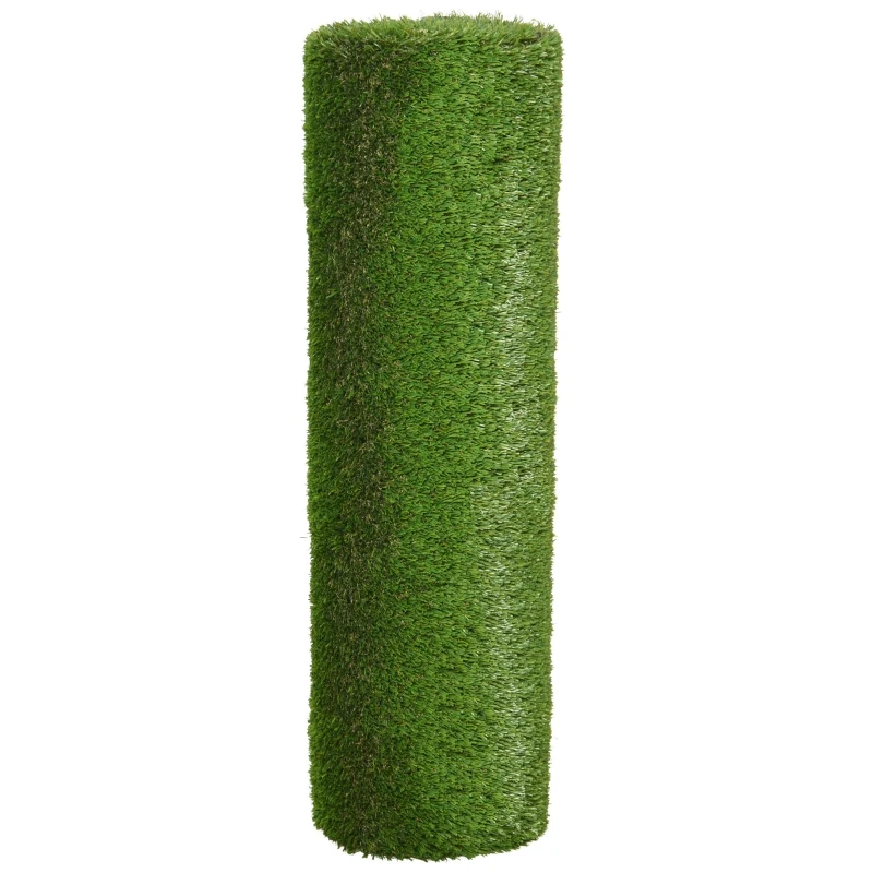 Outsunny 13' x 3.3' Synthetic Artificial Grass Turf Realistic Fake Thick Grass with UV Protection & Drain Holes, Outdoor Easy to Clean Lawn Pet Turf with High Density, 1.2'' Height