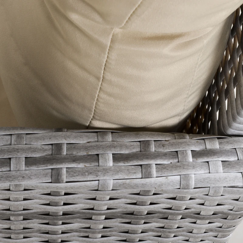 Outsunny 6 PCS Outdoor Patio Dining Table Sets All Weather PE Rattan Sofa Chair Furniture set Indoor Outdoor Backyard Garden with Cushions Khaki