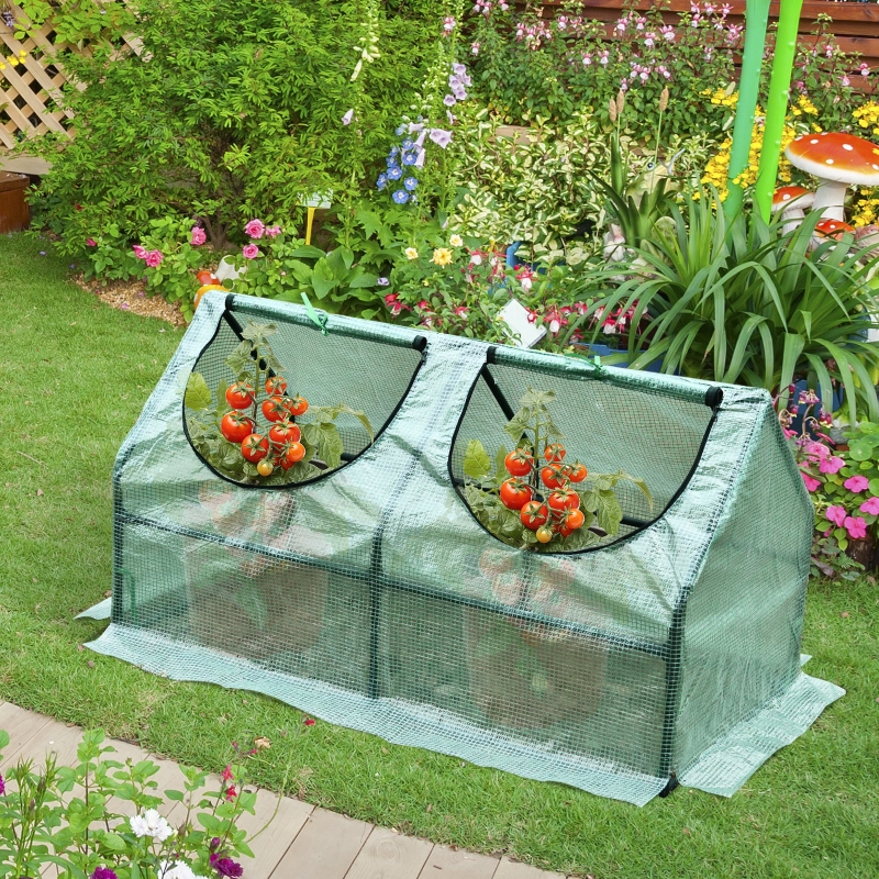 Outsunny 47.25"x23.5"x23.5" Portable Mini Tunnel Greenhouse Garden Planting Shed Flower Box 2 Windows Green