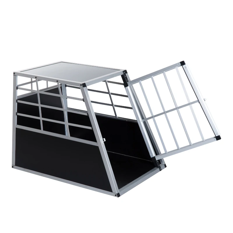 PawHut 36" Aluminum Dog Cage Pet Travel Car Crate Tapered Roof Cat Transport Box Pet Kennel Playpen