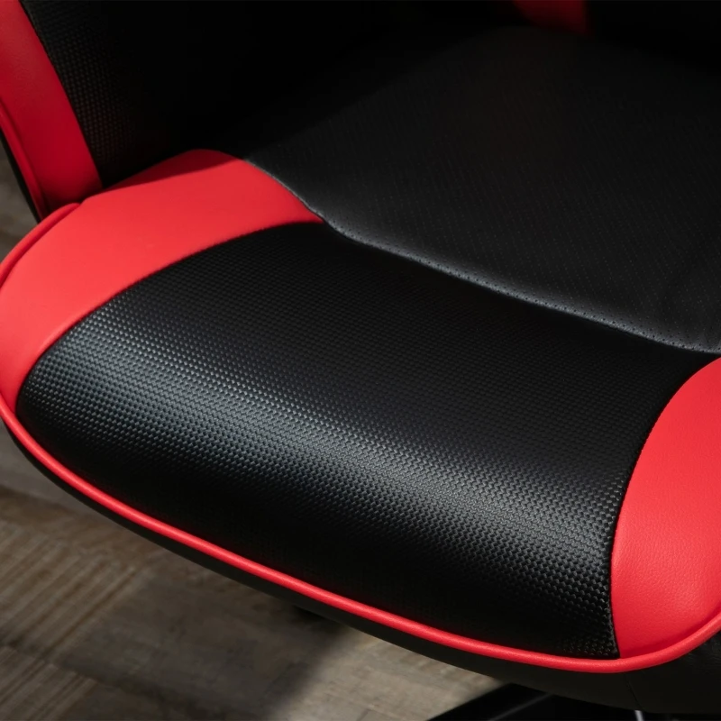 Vinsetto Ergonomic Racing Gaming Chair Faux Leather Office Computer Desk Chair with Mid Back, Armrest, and Adjustable Height, Red