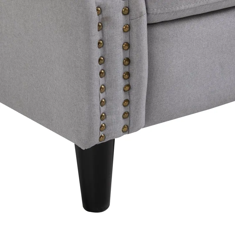 HOMCOM Reclining Manual Sofa Chair with 135 Degree Pushback, and Retractable Footrest, Grey