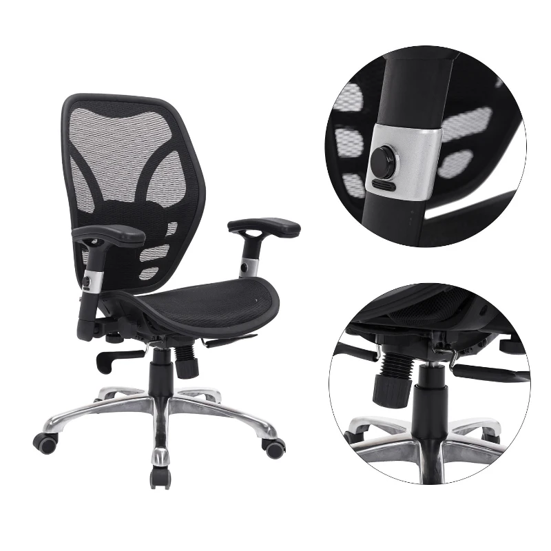 HomCom Mesh Ergonomic Home Office Desktop Computer Chair - Black