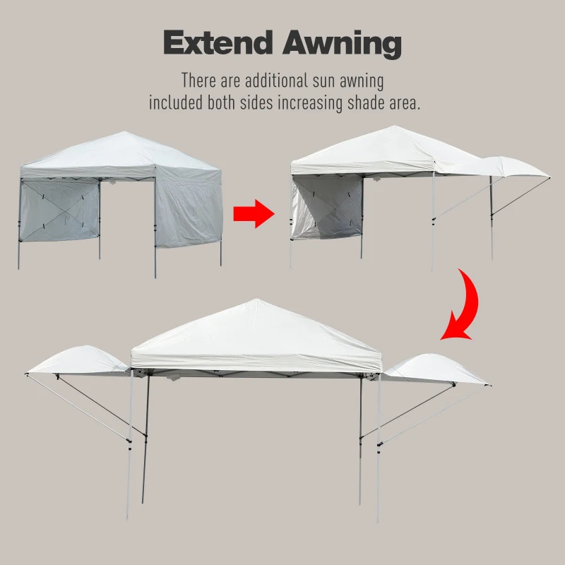 Outsunny 19' x 10' Folding Gazebo Steel Canopy Party Tent With Bag  Off-white