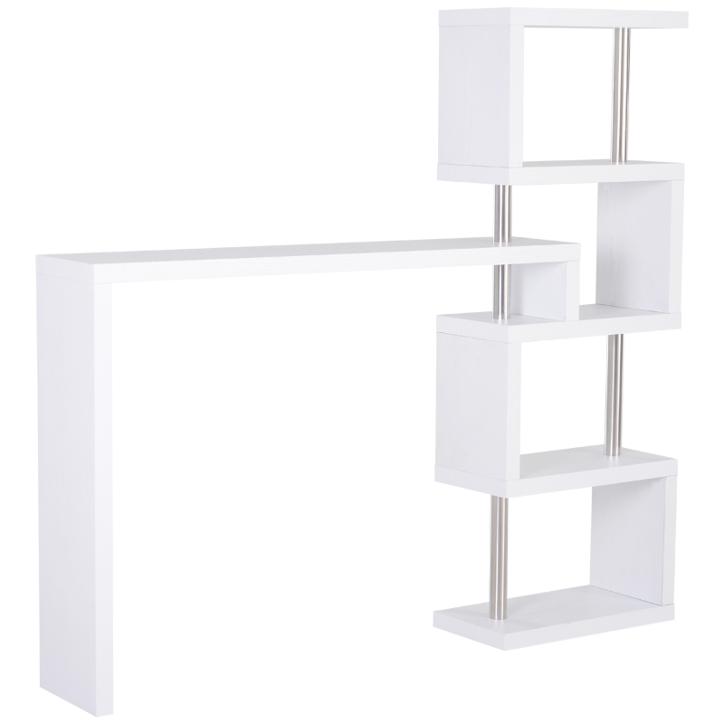 HOMCOM Modern Corner Rotating Combo L-Shaped Computer Desk with Shelves White