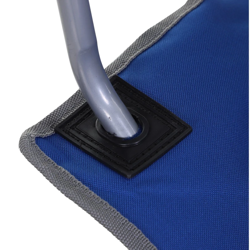 Outsunny 2 Person Folding Camping Chair Oxford Metal Fishing w/ Ice Bag  Cup Holder Blue