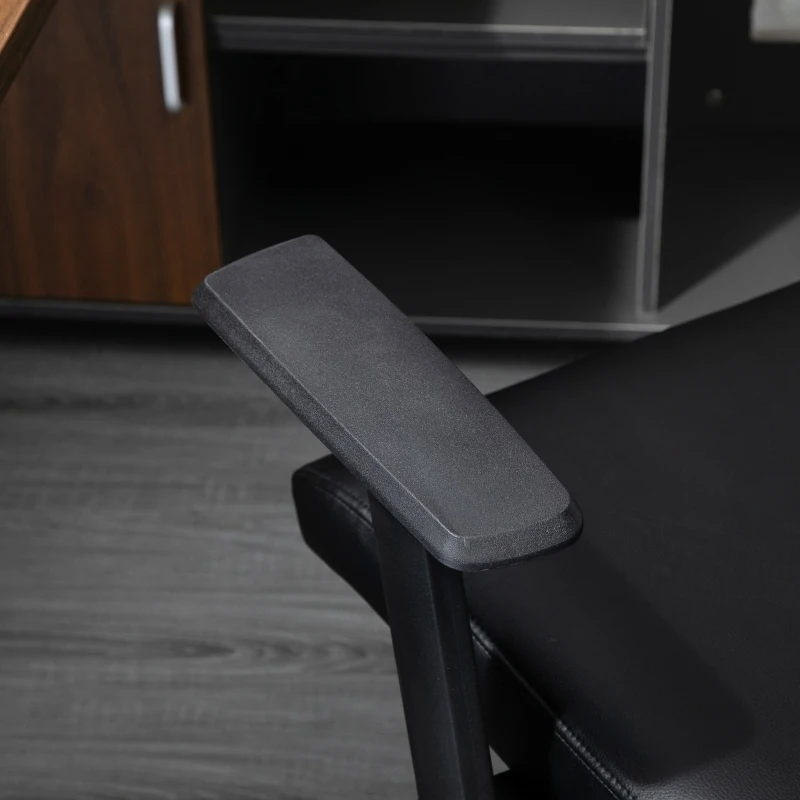 Vinsetto Morden High-Back Office Chair Faux Leather Rocking Swivel Computer Home Desk Chair with Adjustable Height, Metal Legs, Armrest, Wheels, Black