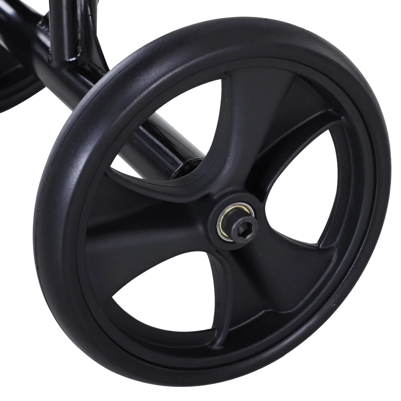 HOMCOM Medical Foldable Steerable Leg Knee Walker Scooter with Basket Attachment - Black