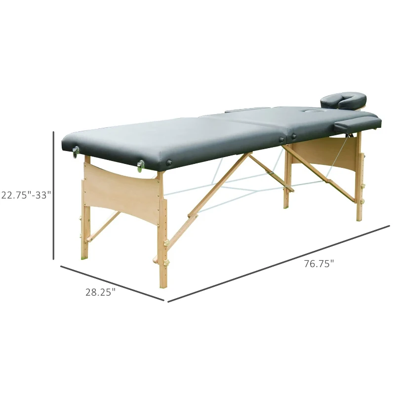 Soozier 2.5" Thick Portable Massage Table Foldable Adjustable Salon Bed Spa Bag