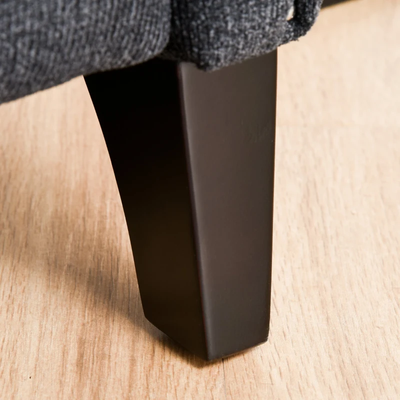 HOMCOM Push Back Manual Recliner Sofa,  Linen Fabirc Armchair with Thick Sponge Padding seat   and Footrest for Living Room, Dining Room, Office, Dark Grey