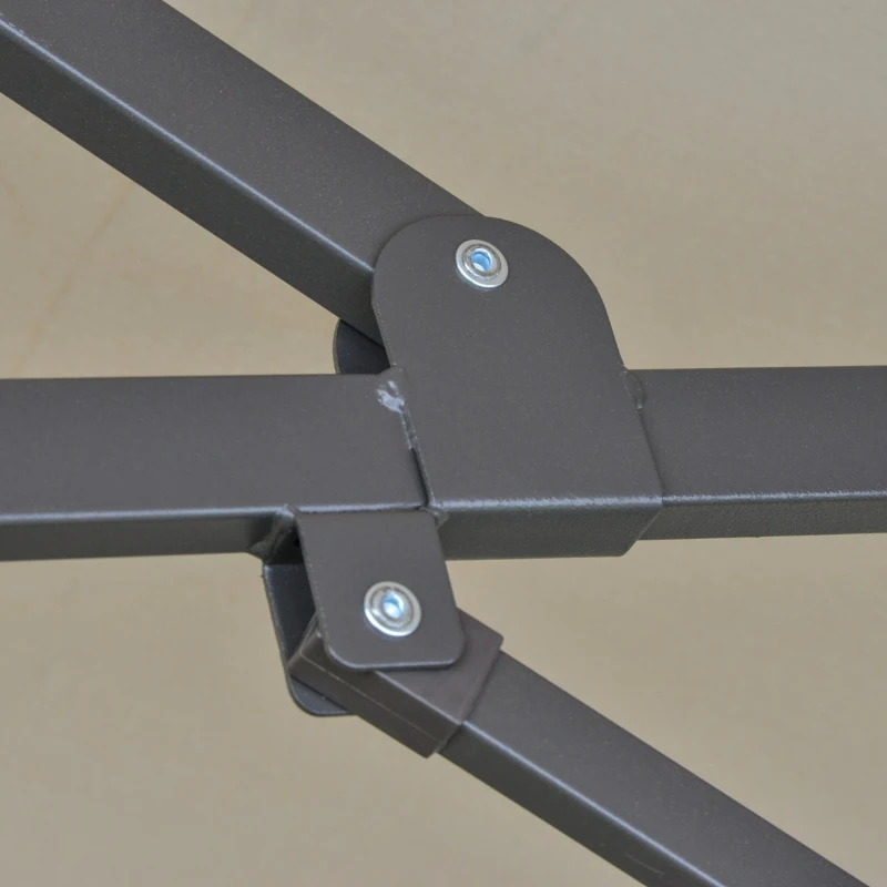 Outsunny Patio Umbrella 15' Steel Rectangular Outdoor Double Sided Market with base, UV Sun Protection & Easy Crank for Deck Pool Patio, Coffee