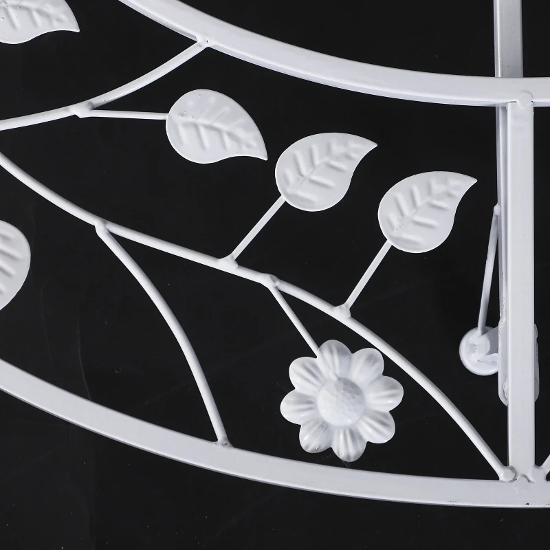 Outsunny 3 Tier Plant Stand Metal Butterfly Leaf Outdoor Potted - White