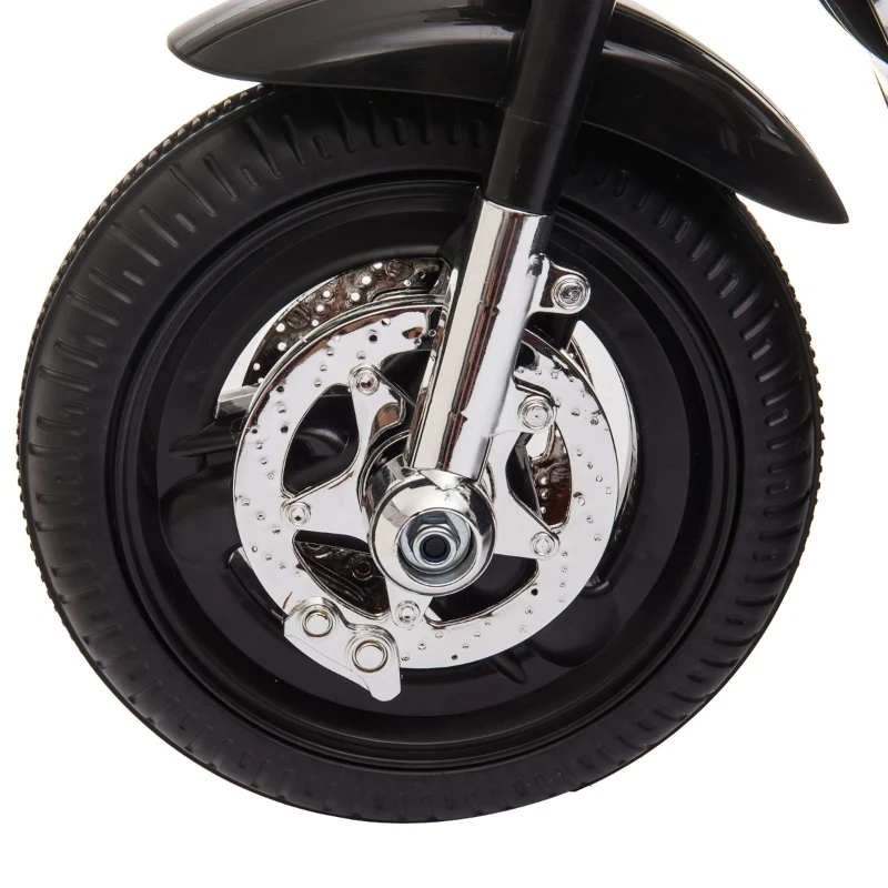 Aosom 6V Kids Motorcycle Dirt Bike Electric Battery-Powered Ride-On Toy Off-road Street Bike with Music & Horn Buttons, Stable 3-Wheel Design, & Rear Storage Space, Black
