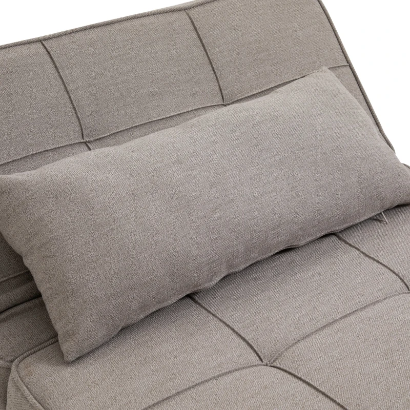 HOMCOM 4-In-1 Design Convertible Sofa Tea Table Lounge Chair Single Bed with 5-Level Adjustable Backrest, Footstool and Metal Frame for Living Room Bedroom, Light Brown