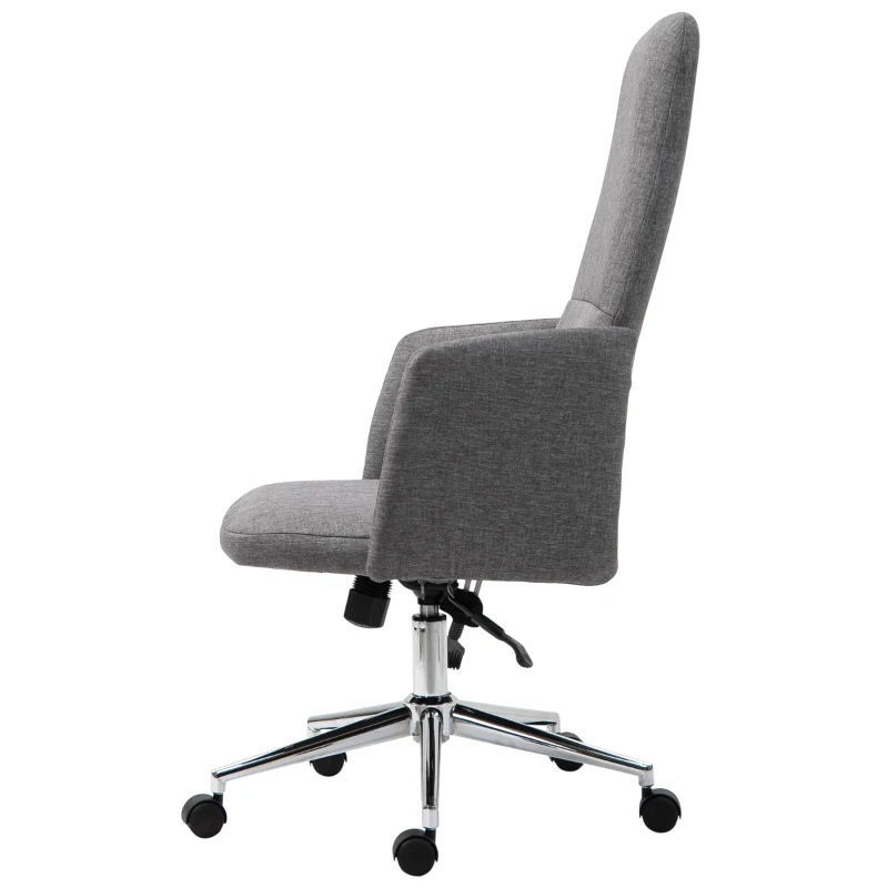 Vinsetto High Back Office Computer Chair with Breathable Fabric, Padded Armrest, and Swivel Wheels - Grey