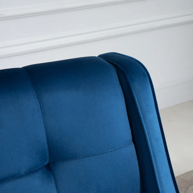 HOMCOM Upholstered Accent Chair Modern Winged Tufted Contemporary Single Sofa Chair with Rubber Wood Legs, Thick Padding Mid-Back, and Wings for Living Room Bedroom, Blue