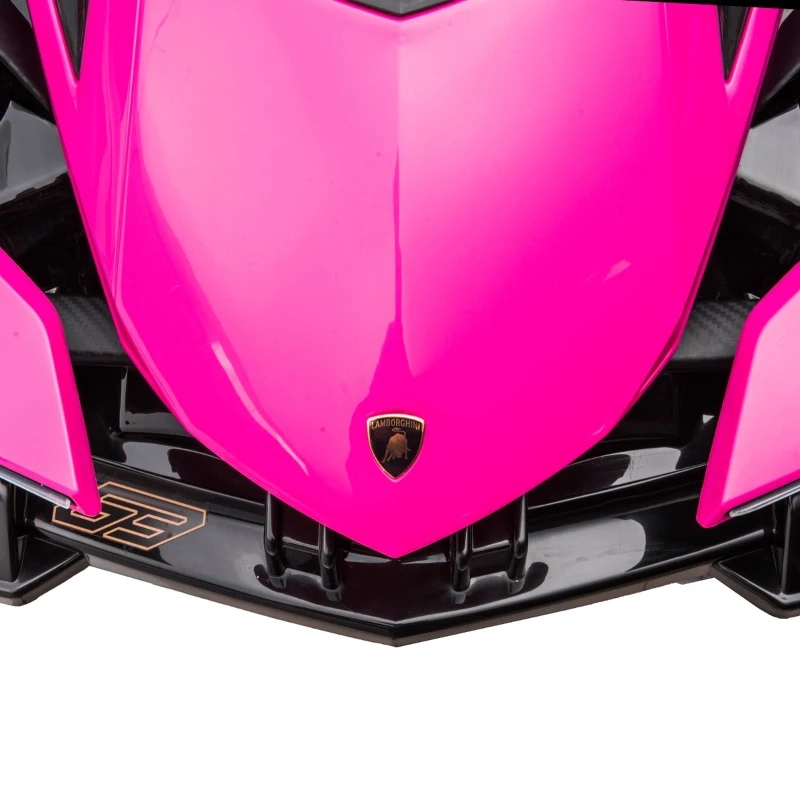 Aosom 12V Electric Ride-on Car, Licensed Lamborghini V12 Vision Gran Turismo Battery-Powered Ride-on Toy with Remote Control, Bluetooth, Music, LED Lights, for 3-6 Year Old Boys and Girls, Pink
