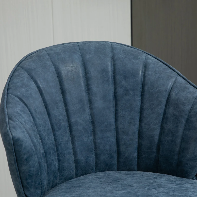 HOMCOM Bar Stool Set of 2 Adjustable Height PU Leather Upholstered Swivel Counter Chairs with Backrest, Footrest, Blue