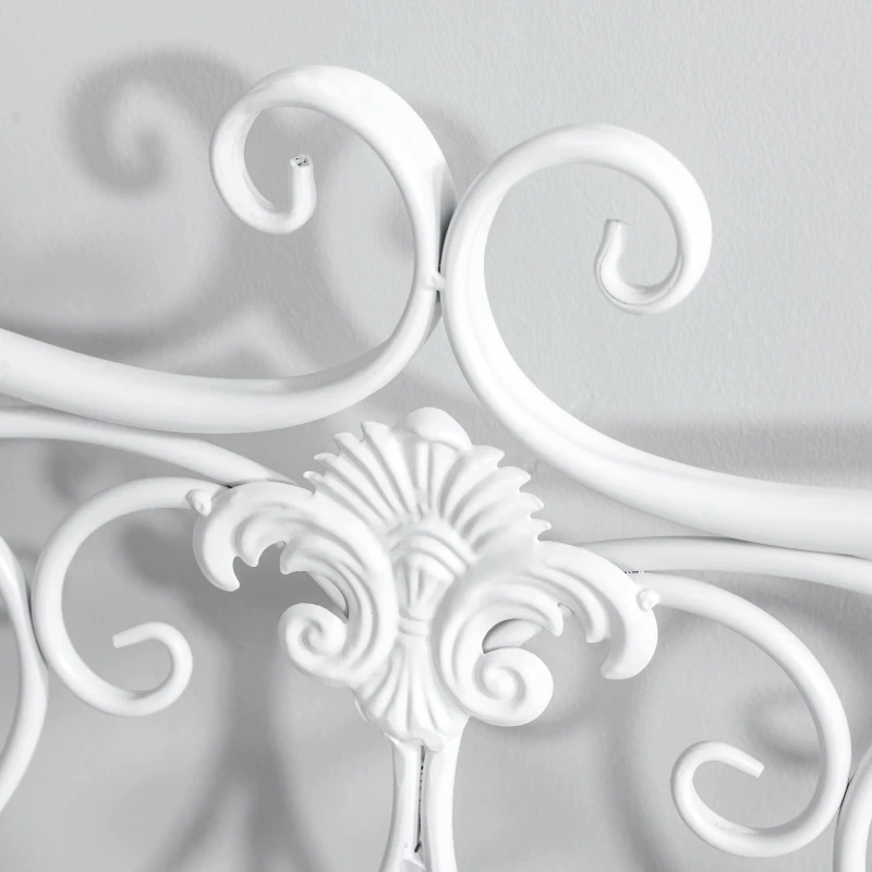 Outsunny Two-Seat Iron Garden Bench Outdoor Metal Patio Loveseat Garden Seat Chair, White