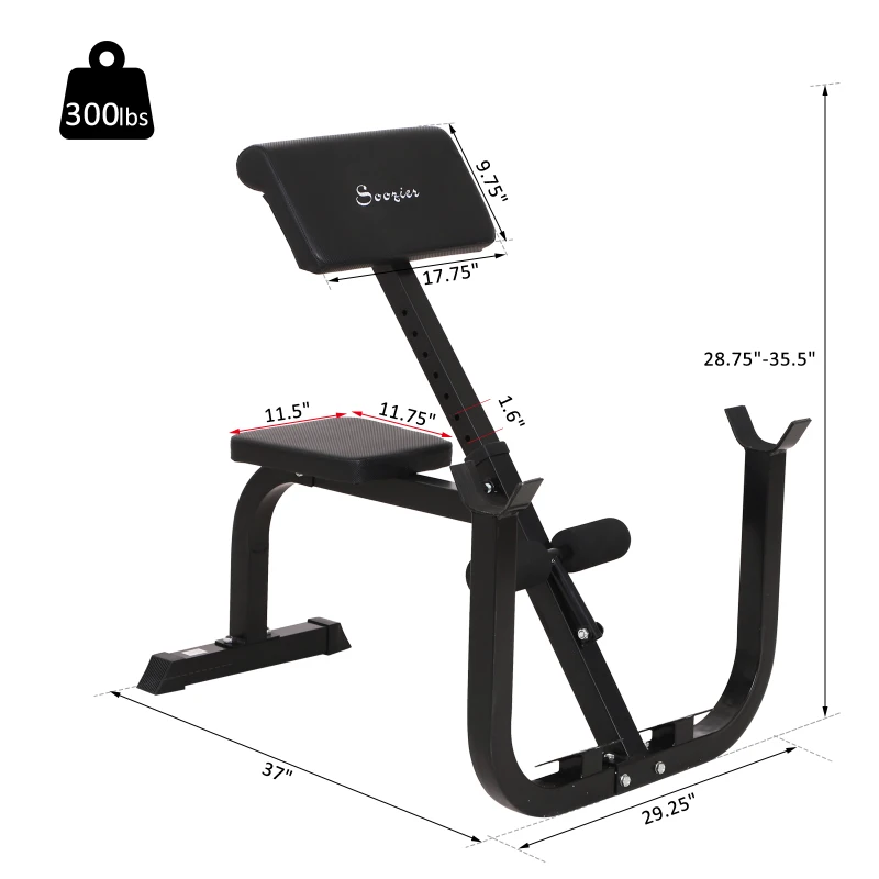 Soozier Heavy Duty Adjustable Roman Chair Rack Abdominal Exercise Machine Home Gym Fitness