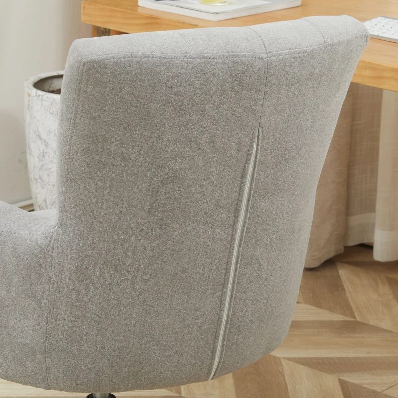 HOMCOM Mid Back Task Chair, Modern Home Office Chair with Tufted Button Design and Padded Armrests, Swivel Computer Desk Chair for Study Living Room Bedroom, Gray
