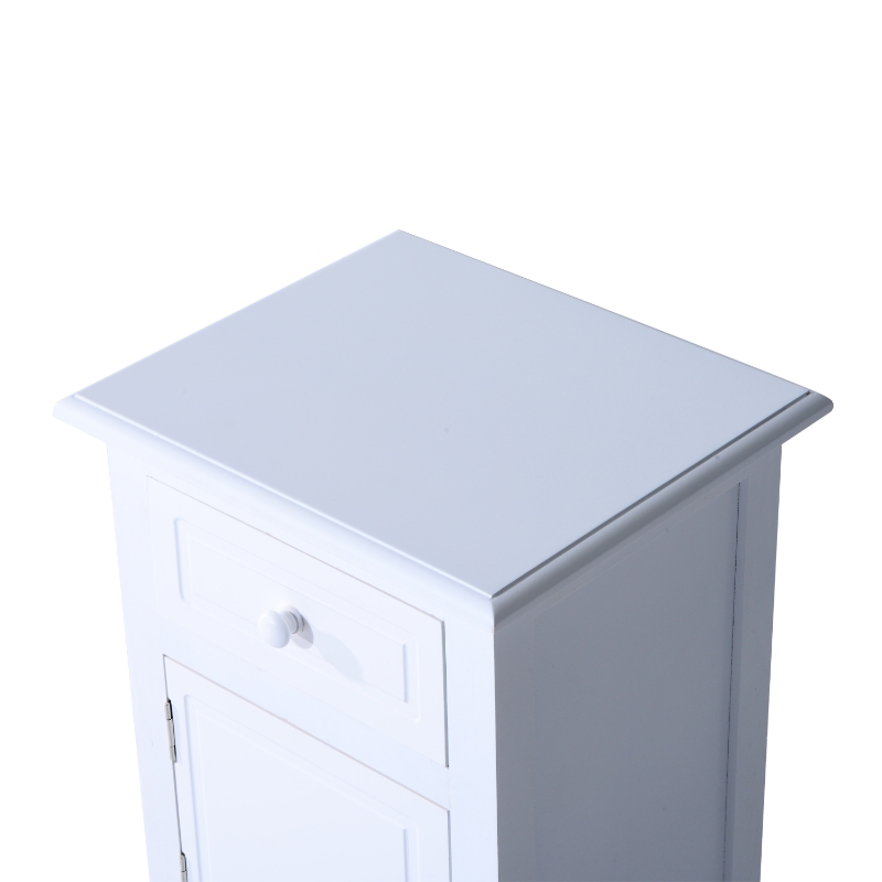 HOMCOM Wood Night Stand Bedroom Bedside End Table with Storage Drawer and Cabinet White