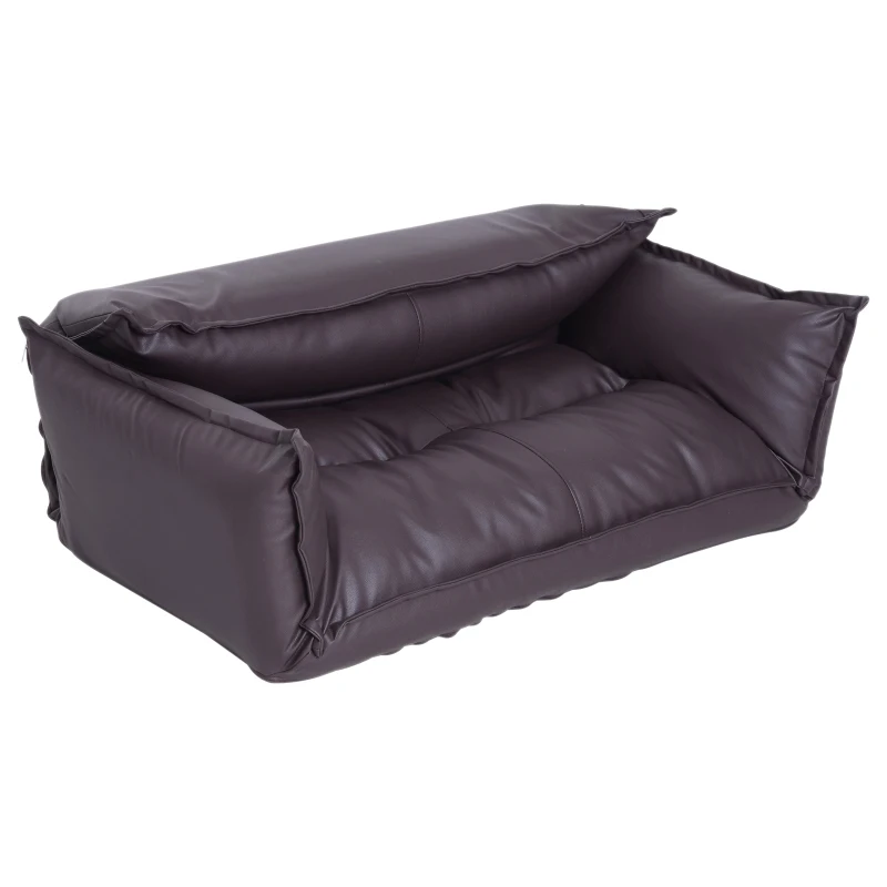 HOMCOM Floor Lazy Sofa Convertible Floor Game Video Chair Adjustable Floor Folding Couch Bed Faux Leather Living Room Brown