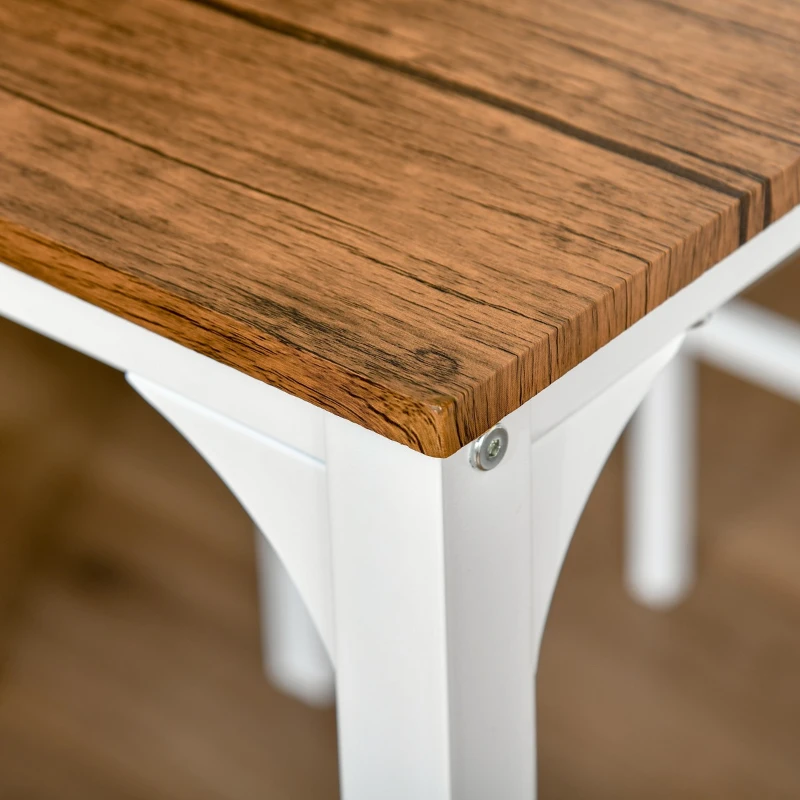 HOMCOM 3 Piece Industrial Counter Height Dining Table Set, Bar Table & Chairs with Steel Legs & Footrests, White