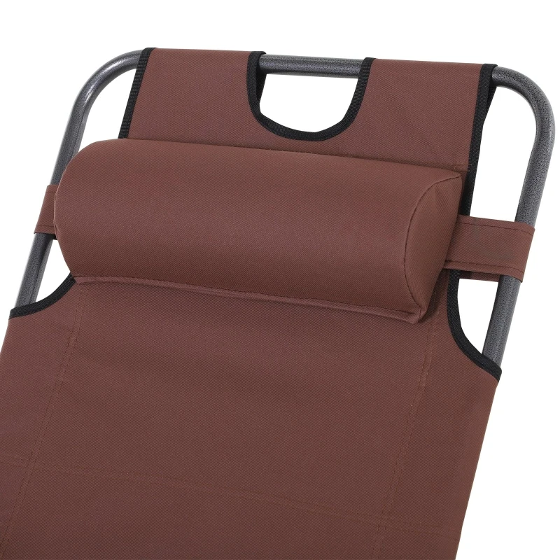 Outsunny Oxford Fabric Metal Frame Outdoor Pool Sun Lounger Lounge Chair 120°/180°, Brown