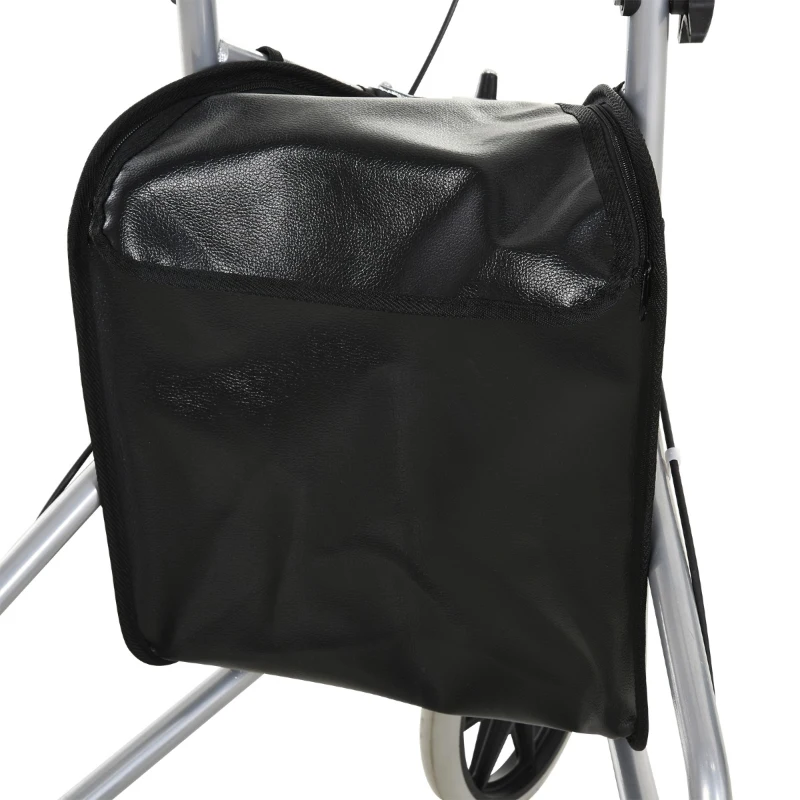 HOMCOM Steel Walker for Seniors, Three Wheel Adjustable Height Rollator with Handbrakes and Storage Bag