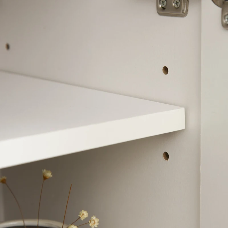 HOMCOM 45.25" W x 36.5" H Electric Fireplace Mantel TV Stand, Media Console Center Cabinet with 2 Cabinets with 2 Adjustable Shelves, and Remote Control, White