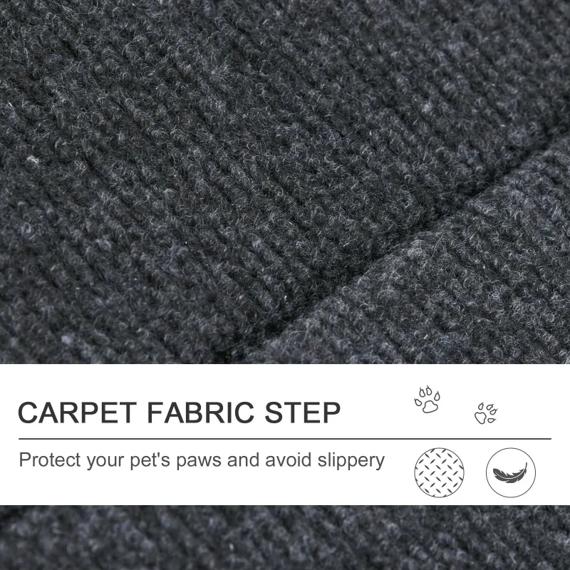 PawHut Wood Pet Stairs 2 In 1 Convertible Dog Steps and Carpeted Ramp Portable Foldable 4 Level Cat Ladder for High Bed Couch Car