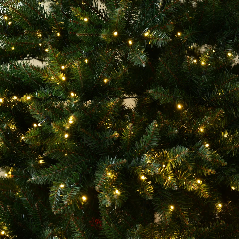 HOMCOM 6.9ft Pre-Lit Artificial Christmas Tree Hinged Spruce Xmas Tree Winter Holiday Decor 700 Lights w/ Stand Seasonal Decoration Green