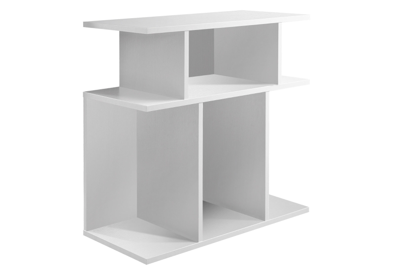 Monarch 24" Modern 3-Tier Open Concept Display Shelves Wood Grain-Look Accent Side End Table - White Finish