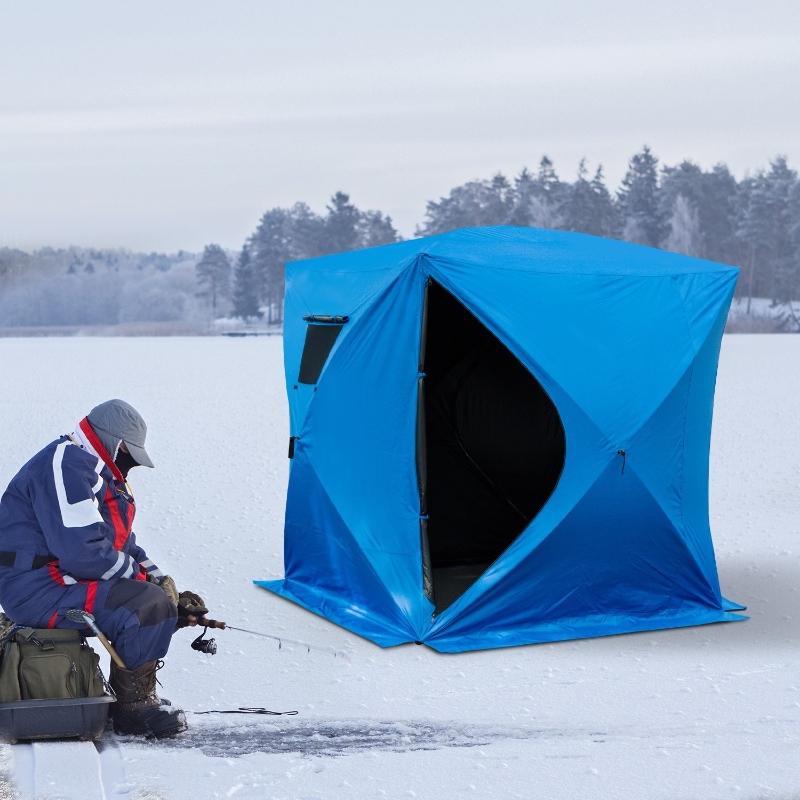 Outsunny 2-4 Person Pop-up Ice Shelter Ice Fishing Tent Outdoor Portable