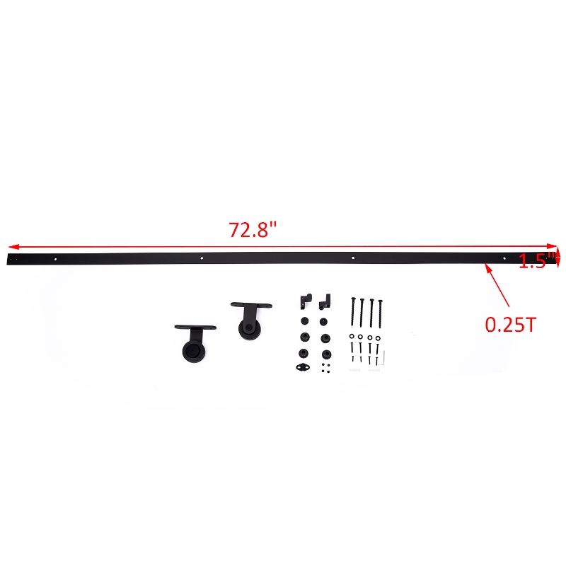 HOMCOM Modern 6FT Interior Sliding Barn Door Kit Hardware Set - Black Carbon Steel