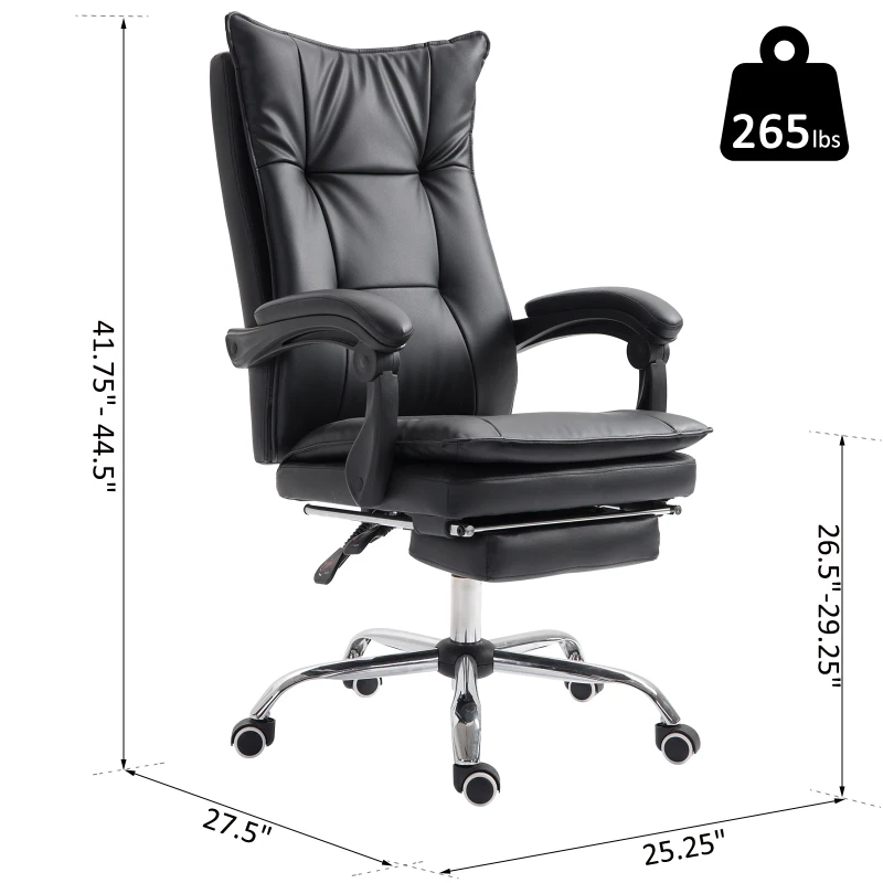 Vinsetto Ergonomic Office Chair with Footrest Black