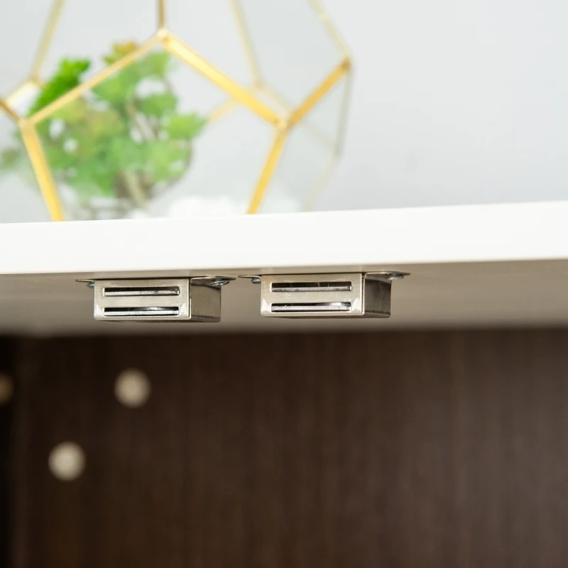 PawHut 34'' Wooden Dog Cage, Modern Wire Dog Crate, Pet Kennel with Door, Lock, Adjustable Foot Pads, for Small and Medium Dogs, Coffee and White