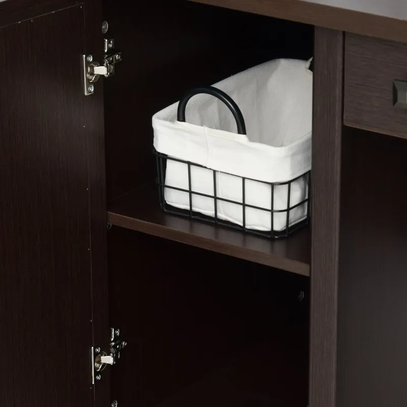 HOMCOM Vintage Executive Computer Desk, Home Office Work station, Student Table with Cabinet & 3 Drawers for Hanging Files, Brown