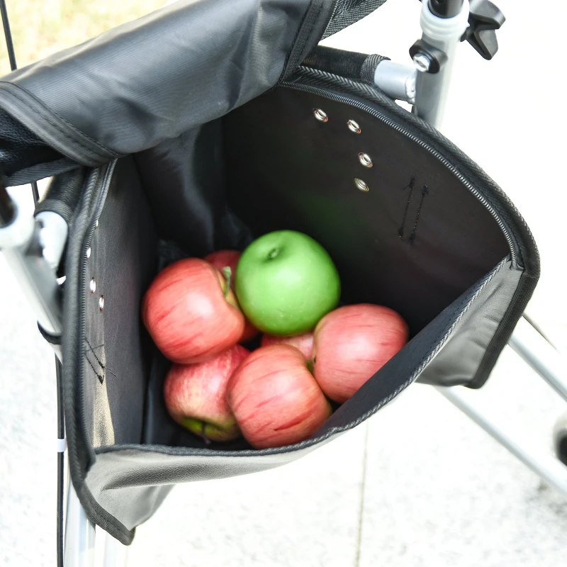 HOMCOM Steel Walker for Seniors, Three Wheel Adjustable Height Rollator with Handbrakes and Storage Bag