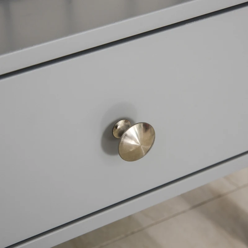 kleankin X- Frame Freestanding Floor Bathroom Storage with Two Drawers, Storage Organizer, Cabinet with 3 Shelves, Gray