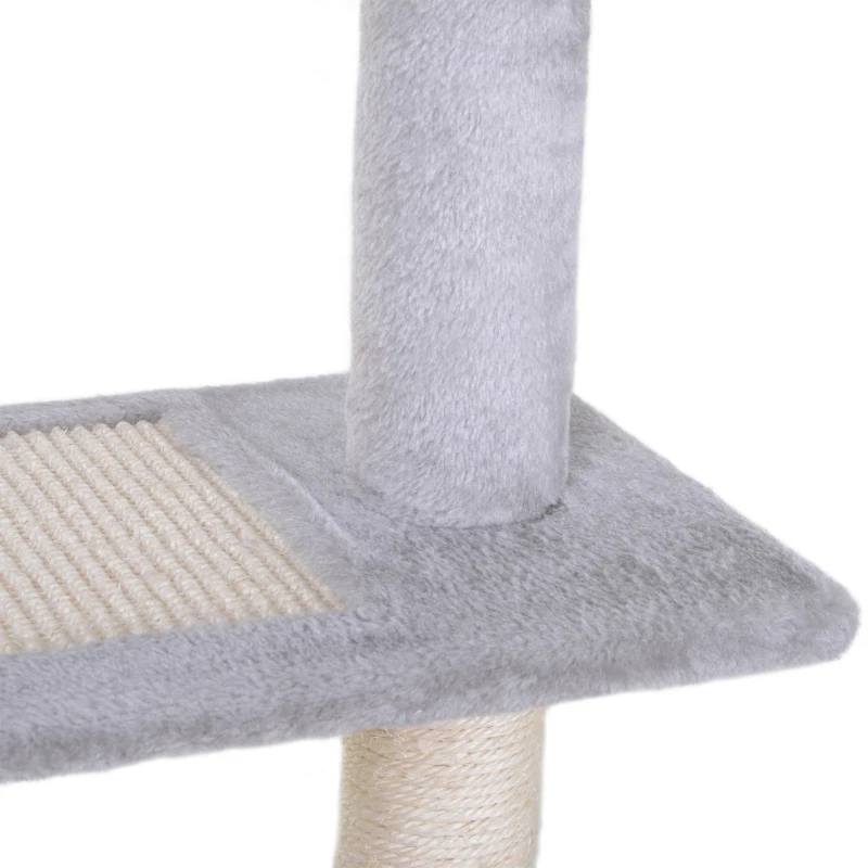 PawHut 40" Cat Tree Scratcher Kitty Activity Center Climber Plush Perch Grey