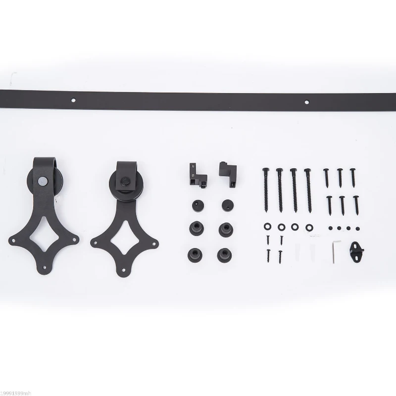 HOMCOM Modern 6 FT Carbon Steel Sliding Barn Door Kit Hardware Track System Set Black