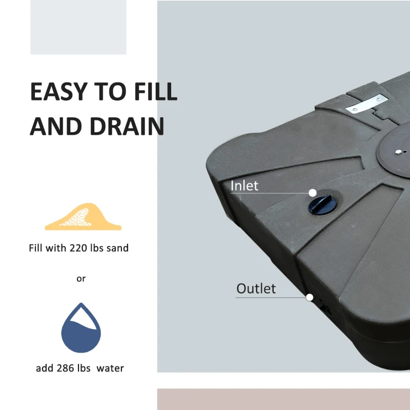 Outsunny 10’x10’ Square Offset Tilt Patio Umbrella Garden Parasol Outdoor Sun Shade Canopy with Stand, Cream White