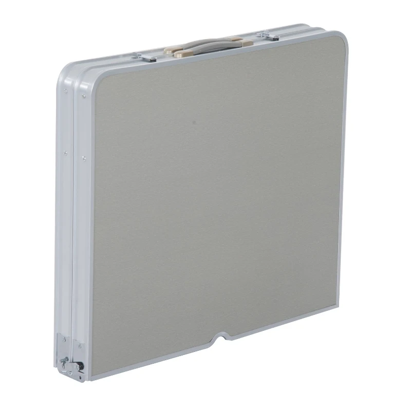 Outsunny 4' Portable Folding Picnic Table with 4 Seats Aluminum Height Adjustable Outdoor Garden Table and Chair Set, Silver