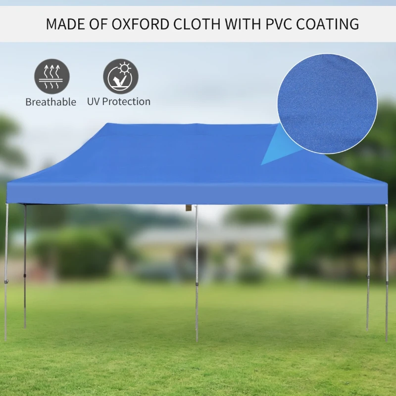 Outsunny 10' x 20' Pop Up Canopy Tent, Instant Sun Shelter, Tents for Parties, Height Adjustable, with Wheeled Carry Bag, for Outdoor, Garden, Patio, Dark Blue