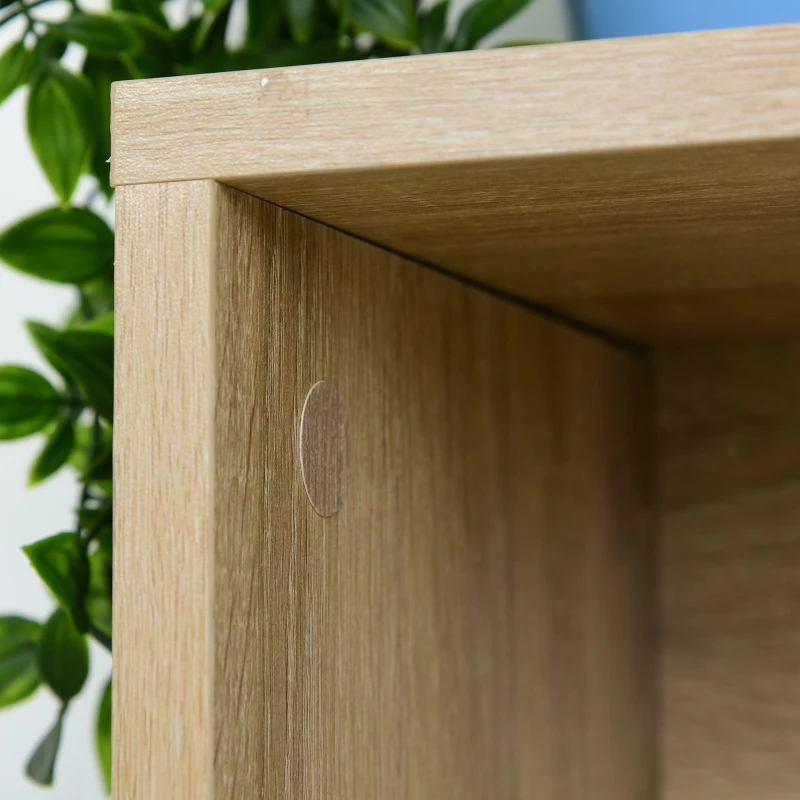 HOMCOM 5-Tier Contemporary Wood Bookcase with Open Storage Display Rack for Home, Office, and Study - Oak