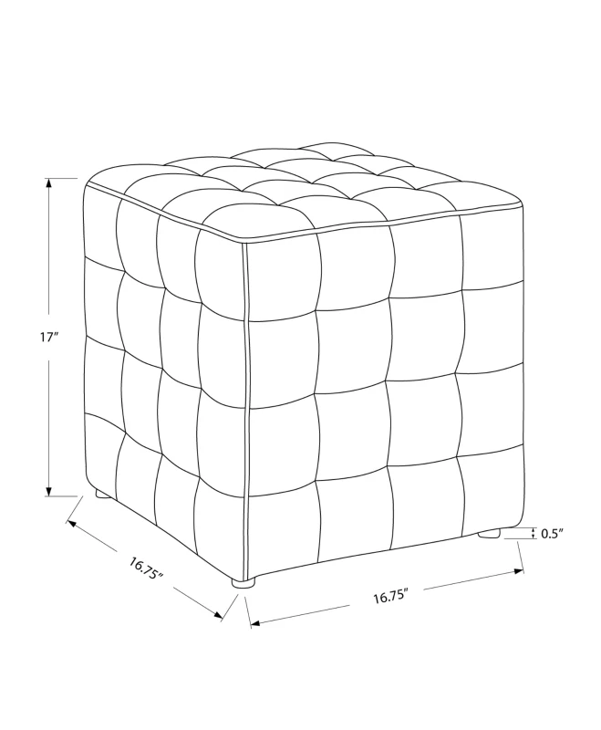 Monarch Leather-Look Cube Ottoman - Dark Brown