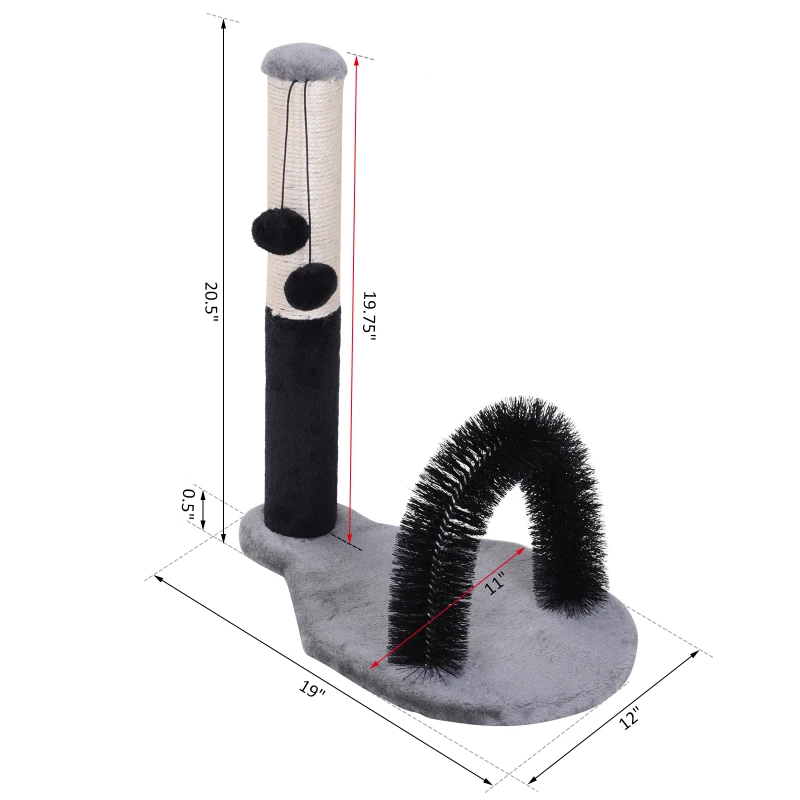 PawHut Sisal Cat Scratching Post w/ Arch Self Groommer 2 Balls